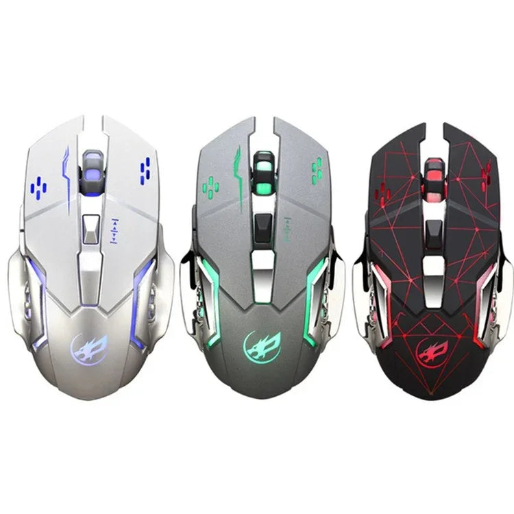 WARWOLF Q8無線可充電滑鼠發光遊戲滑鼠