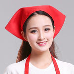 男女服務員廚房工作頭巾三角巾廚師帽，可調節