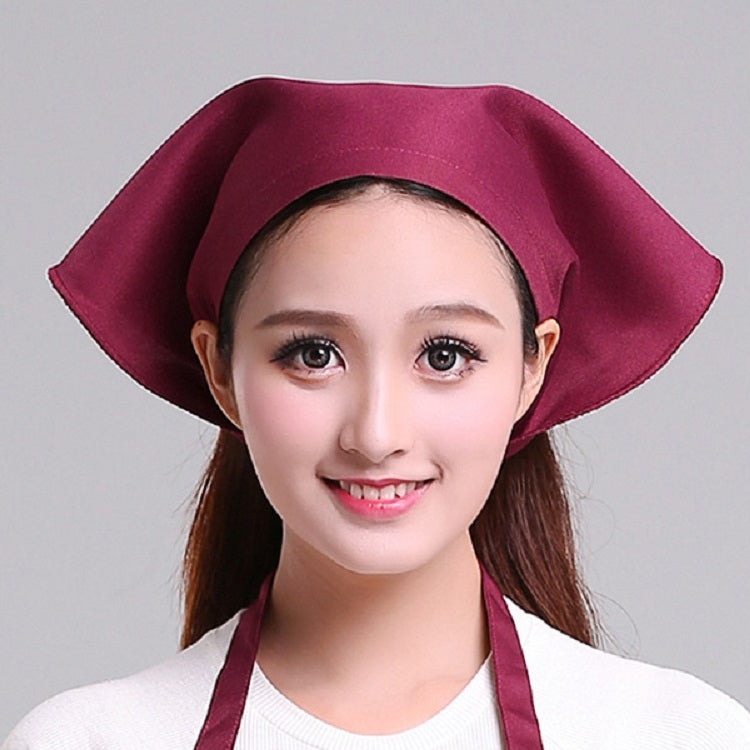 男女服務員廚房工作頭巾三角巾廚師帽，可調節