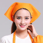 男女服務員廚房工作頭巾三角巾廚師帽，可調節