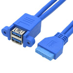 主機板 20針雙向 USB3.0 延長線，帶耳擋線，藍色