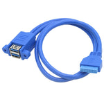 主機板 20針雙向 USB3.0 延長線，帶耳擋線，藍色