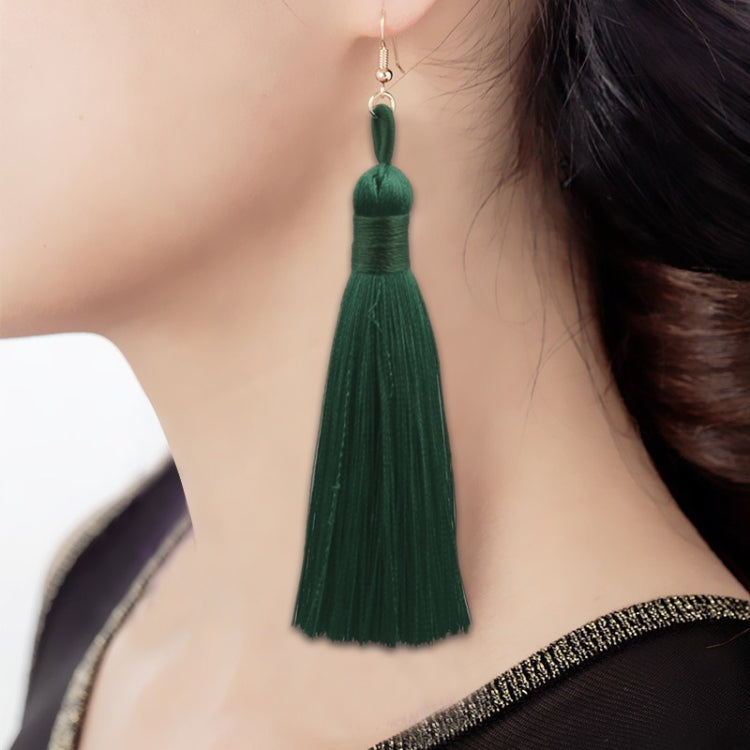 3件套女性波西米亞時尚長流蘇耳環，黑色，藍色，黃色，紫色，紅色，粉色，白色，多色，酒紅色，玫瑰紅，綠色，灰色，深咖啡色，咖啡色