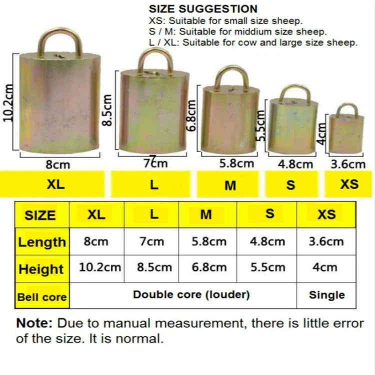 特製響亮厚實牛馬羊農場動物防走失響鈴，XS, S, M, L, XL