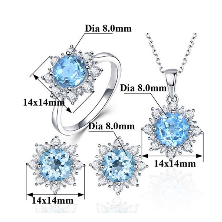 3件套雪花形寶石珠寶套裝女款，6，7，8，9，10