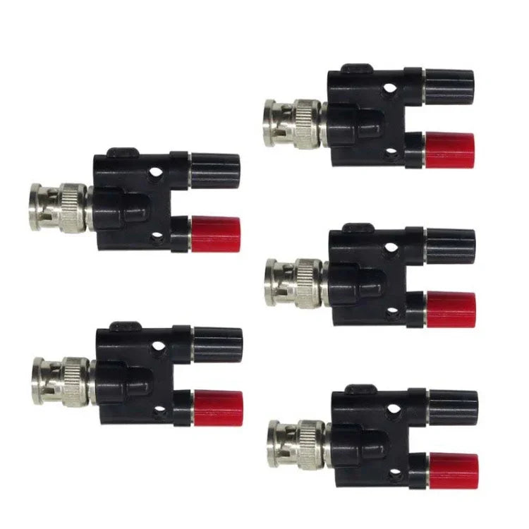 5pcs BNC Male Plug To Two Banana Jack Female Connector RF Adapter, BNC Male to Two Banana Female