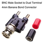 5 個 BNC 公頭插頭轉雙香蕉母頭連接器 RF 轉接器，BNC 公頭轉雙香蕉母頭