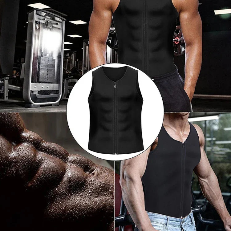 男士拉鍊背心腹部束腰健身服，S，L，XL，XXL，XXXL，M