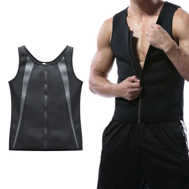 男士拉鍊背心腹部束腰健身服，S，L，XL，XXL，XXXL，M