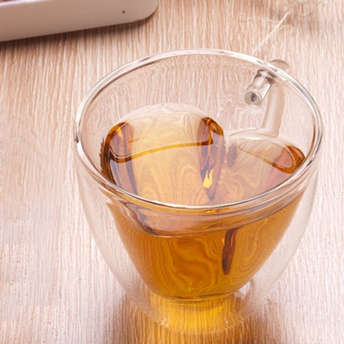 心形雙層玻璃杯耐熱透明茶杯