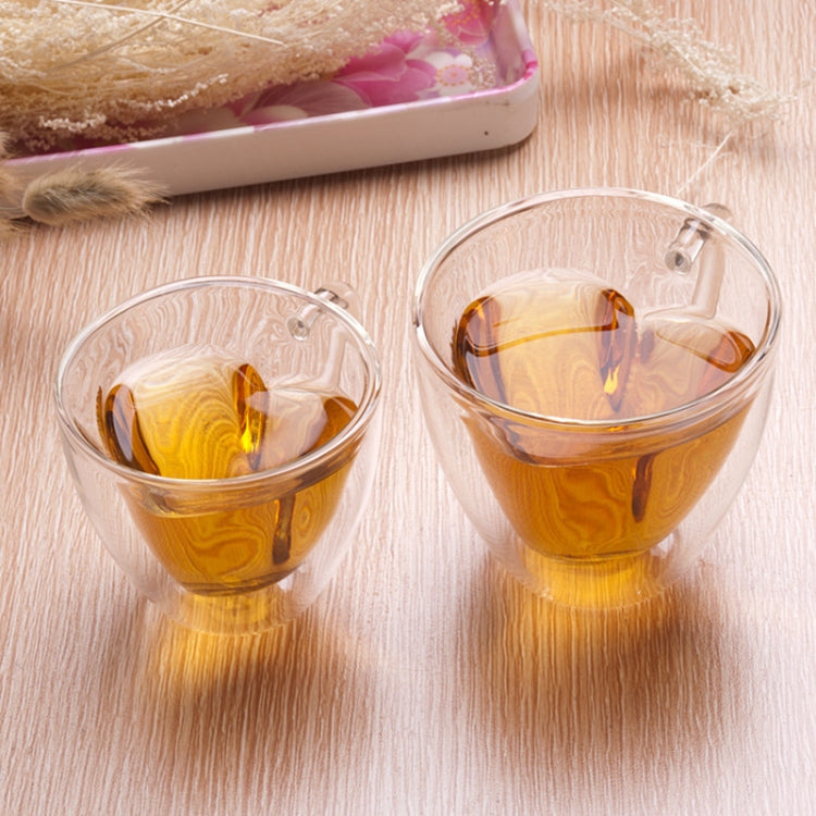 心形雙層玻璃杯耐熱透明茶杯