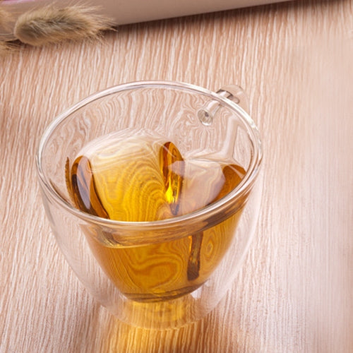 心形雙層玻璃杯耐熱透明茶杯
