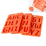 A-Z 3件字母冰塊盒矽膠冰盤套裝，3合1字母形狀（橙色）