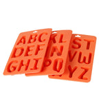 A-Z 3件字母冰塊盒矽膠冰盤套裝，3合1字母形狀（橙色）