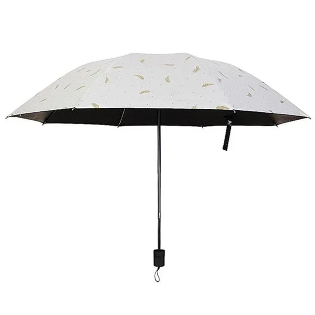 羽毛圖案傘雙用三折手動控制便攜防曬雨傘防風陽傘