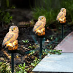 Solar Powered Owl Shape LED Night Light Garden Lawn Lamp, White, Brown