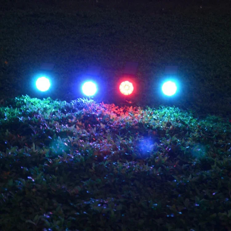 9 LED 太陽能花園燈 LED 戶外花園可調 IP65 防水燈，彩色變換，暖白光 + 白光