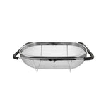 不鏽鋼折疊過濾器廚房工具排水家用伸縮蔬果籃，24x34x11厘米，18x27x11厘米