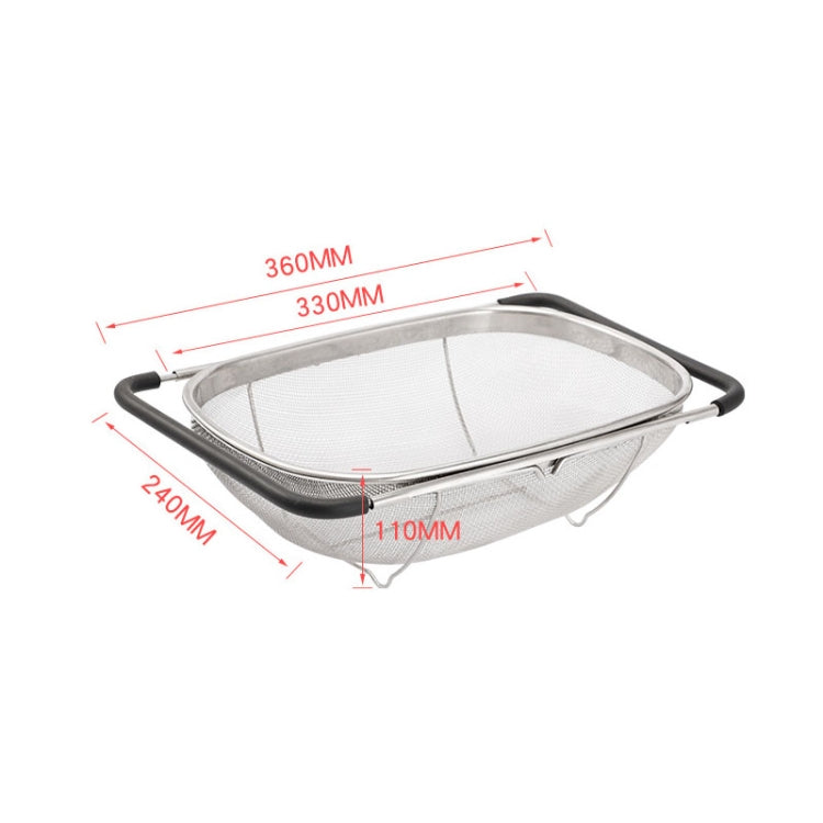 不鏽鋼折疊過濾器廚房工具排水家用伸縮蔬果籃，24x34x11厘米，18x27x11厘米
