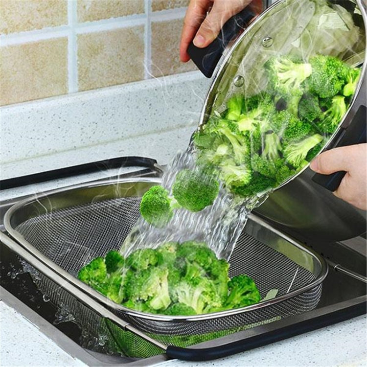 不鏽鋼折疊過濾器廚房工具排水家用伸縮蔬果籃，24x34x11厘米，18x27x11厘米