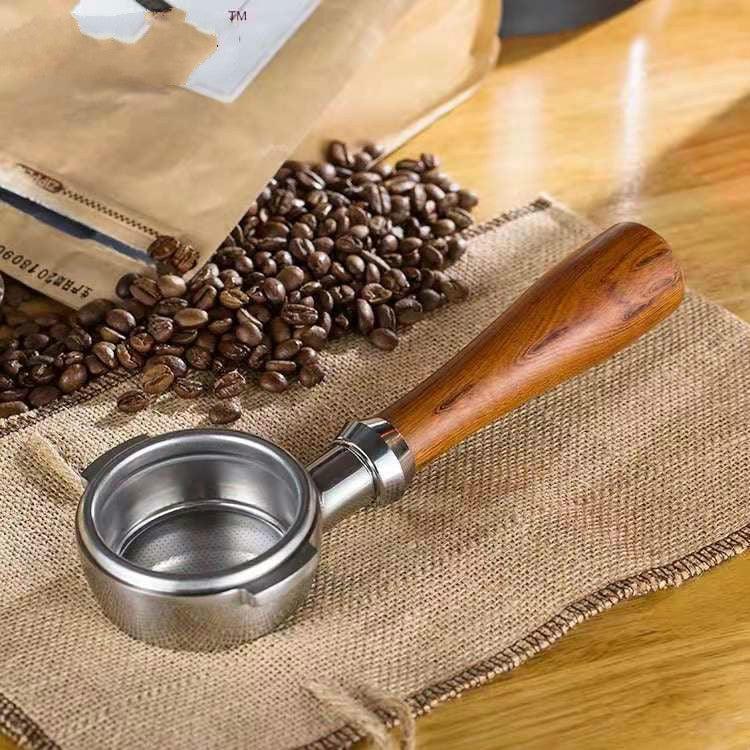 不銹鋼咖啡機濾網支架咖啡無底木柄，咖啡機濾網