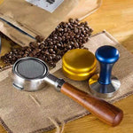 不銹鋼咖啡機濾網支架咖啡無底木柄，咖啡機濾網