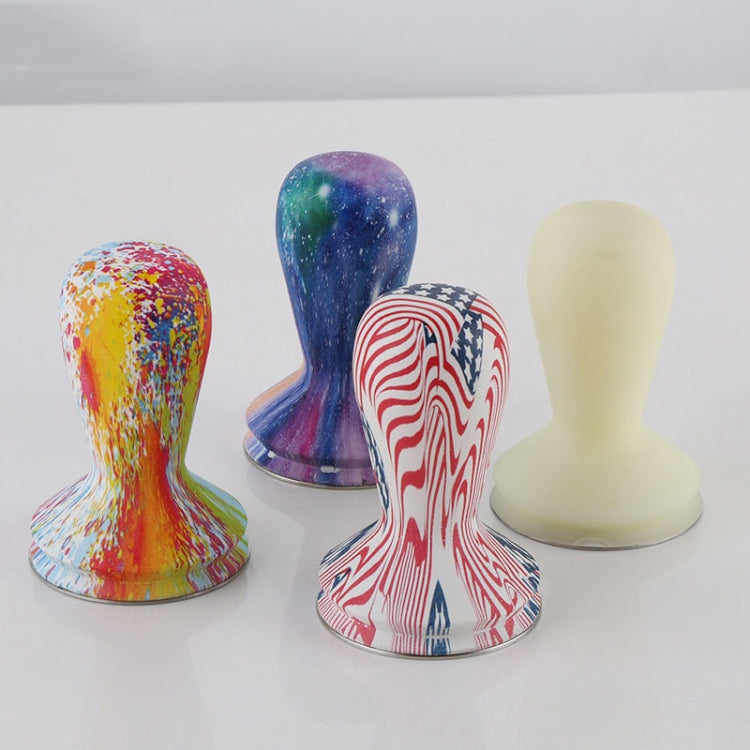 58mm 咖啡壓粉器彩色矽膠磨砂手柄咖啡錘304不鏽鋼壓粉器咖啡配件，星空色，奶白色