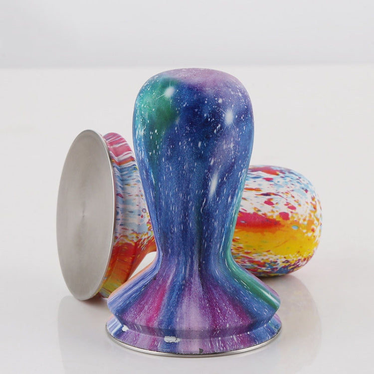 58mm 咖啡壓粉器彩色矽膠磨砂手柄咖啡錘304不鏽鋼壓粉器咖啡配件，星空色，奶白色