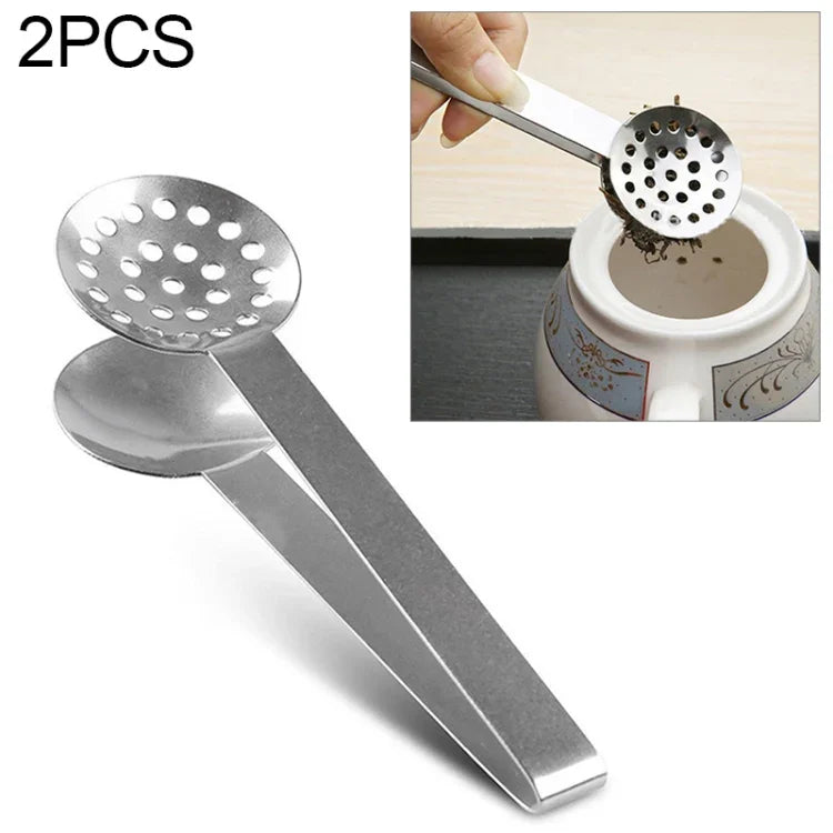 2件套不鏽鋼圓形茶包夾茶包擠壓器夾持器，擠壓器夾持器