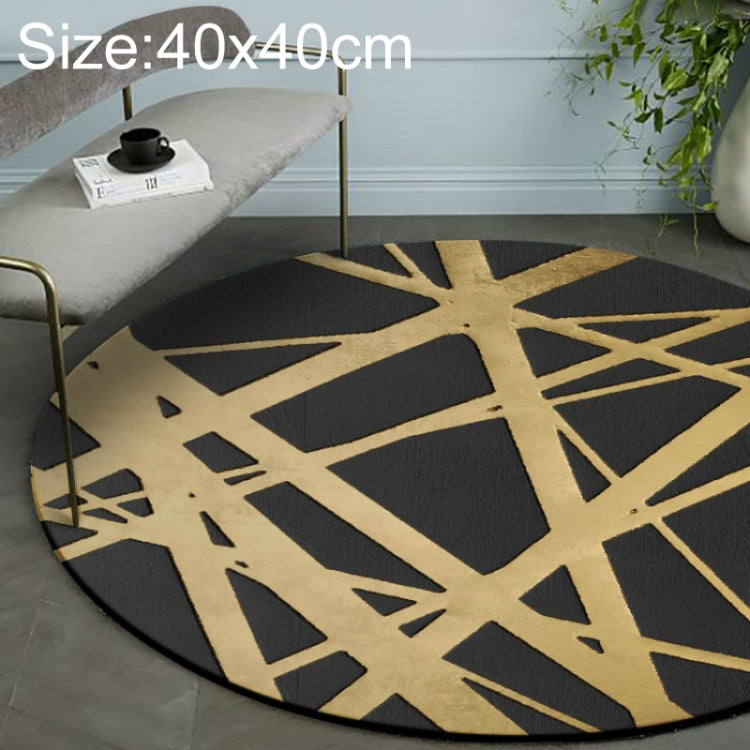 豪華3D圓形地毯北歐風格圖案地毯，黑金色直徑：40cm，黑金色直徑：60cm，黑金色直徑：80cm，黑金色直徑：100cm，黑金色直徑：120cm，黑金色直徑：140cm，黑金色直徑：15...