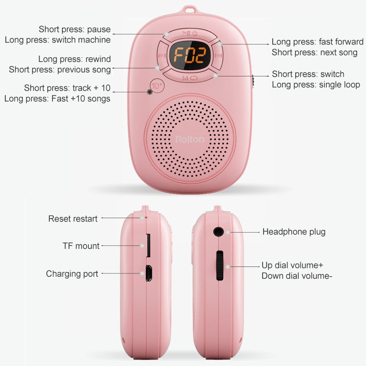 Rolton E200 手機無線藍牙喇叭迷你便攜戶外小型音響重低音喇叭，粉色、藍色、黑色