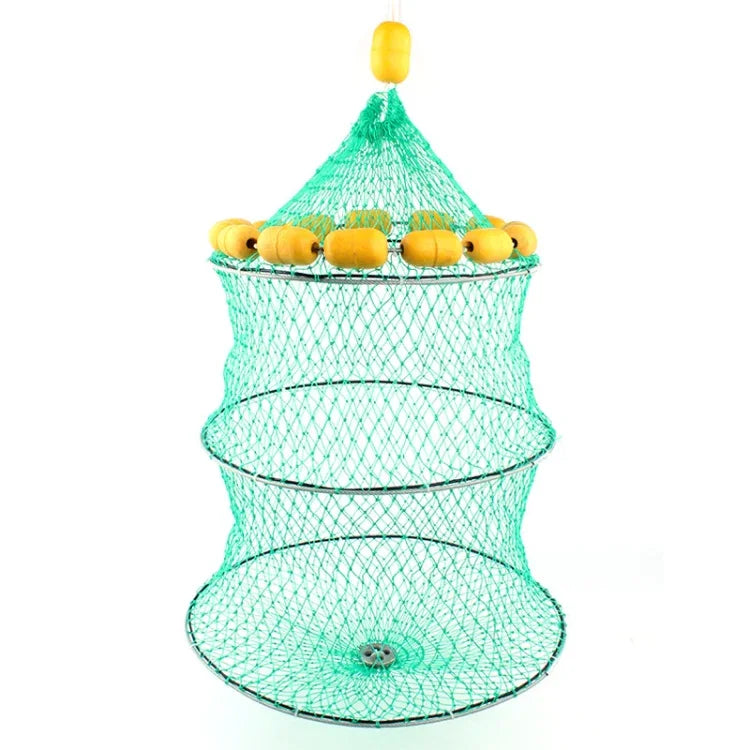 戶外浮力魚網三圈折疊便攜魚籠多浮筒海釣網，浮力魚網