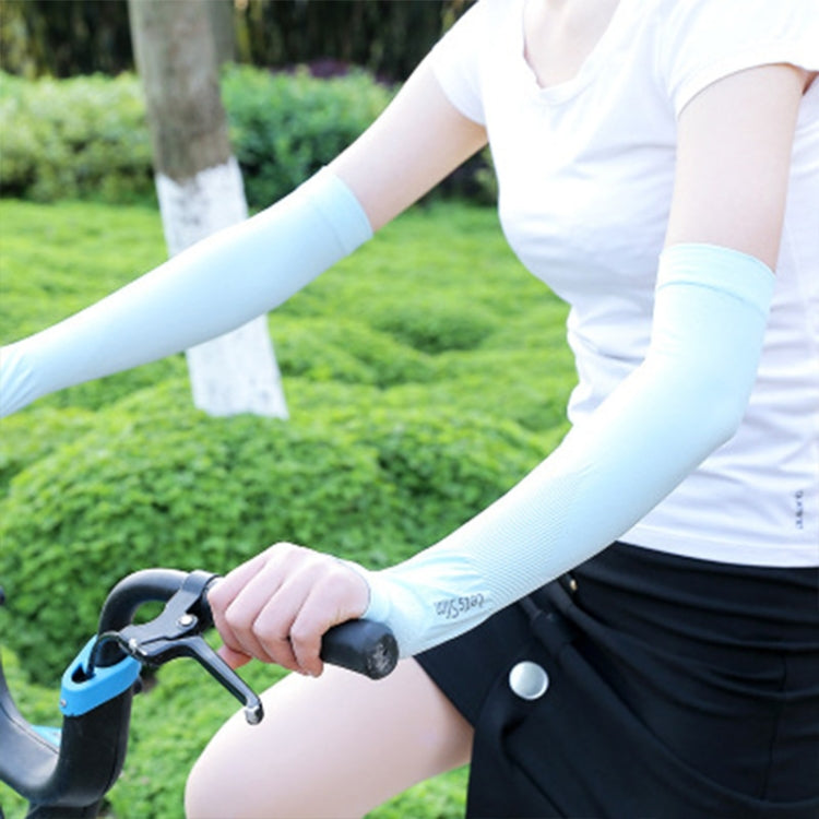 長款冰絲防曬袖套 自行車騎行戶外紫外線防護臂套，長度：38cm，冰絲臂套（白色）、冰絲臂套（黑色）、冰絲臂套（灰色）、冰絲臂套（藍色）、冰絲臂套（粉色）