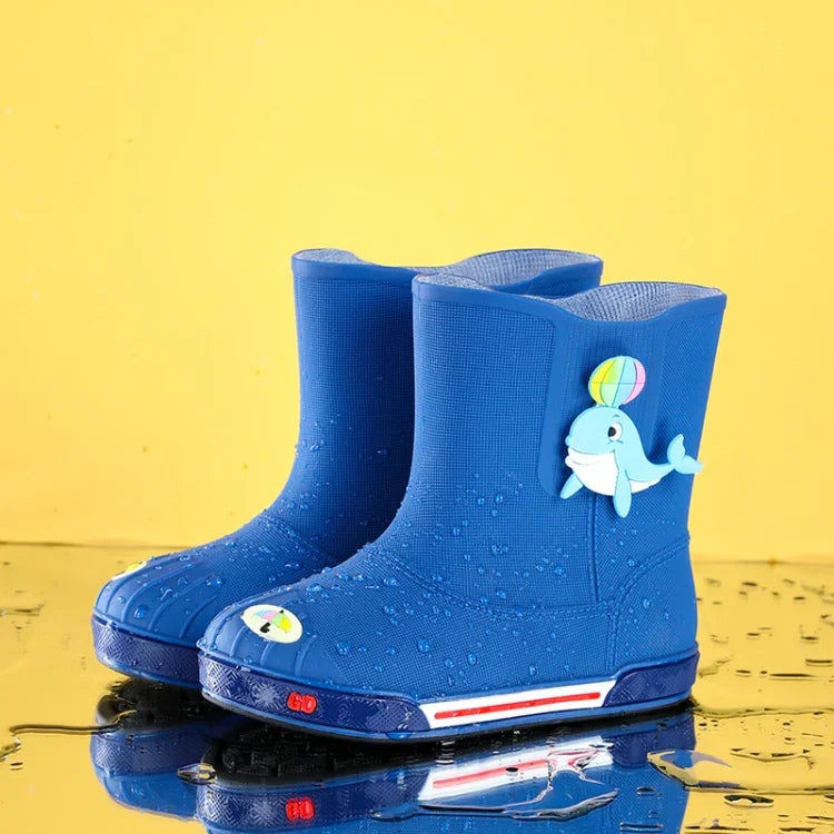 Children Non-Slip Plus Velvet Warm Cartoon Short Rain Boots, Inner Length 15cm With Cotton Cover, Inner Length 16cm With Cotton Cover, Inner Length 17cm With Cotton Cover, Inner Length 18cm With Cotton Cover, Inner Length 19cm With Cotton Cover        ...