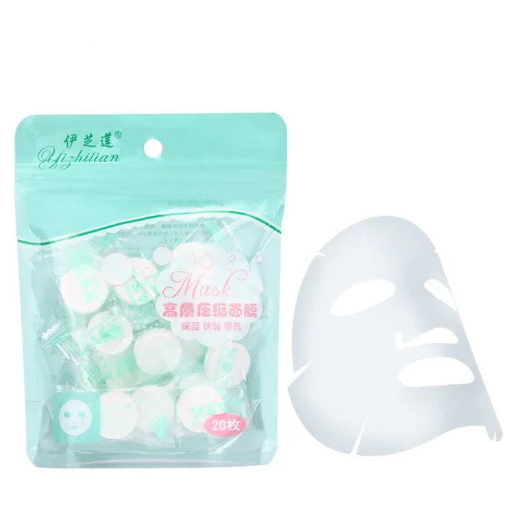 20片/包壓縮紙面膜 一次性棉質護膚面膜 女士用面膜紙