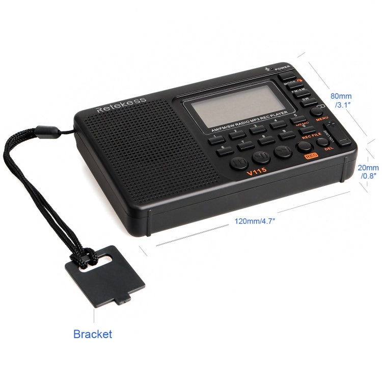 Retekess V-115 全頻段收音機 FM AM 便攜 MP3 播放器，V-115