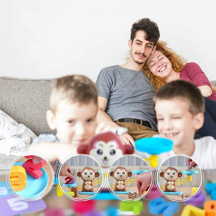 Monkey Balance Scale Toy Child Educational Math Toys, Monkey Pink, Monkey Brown