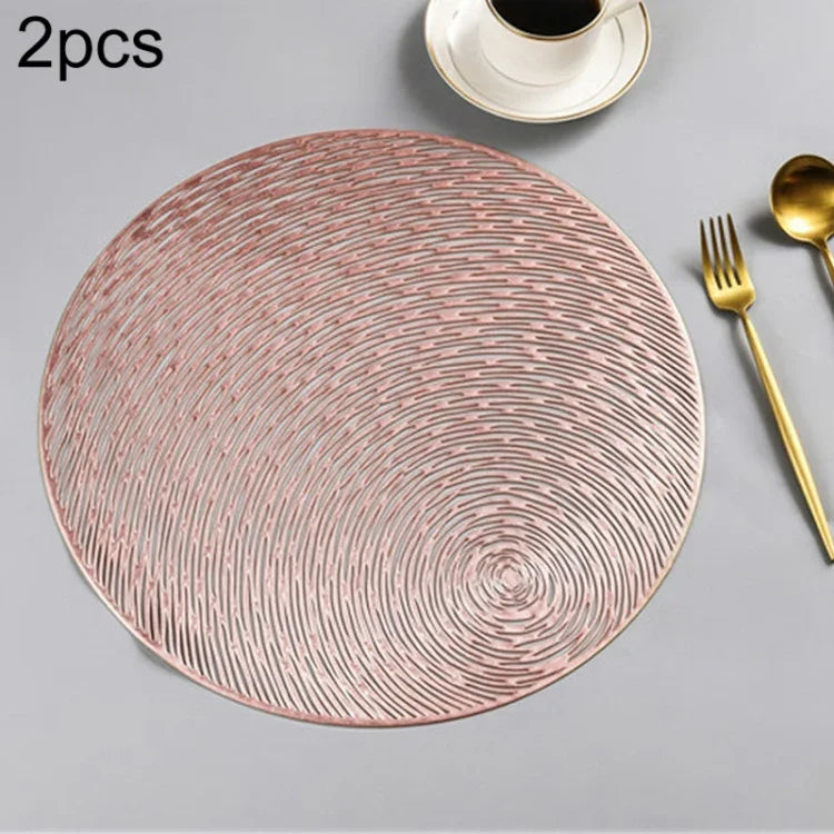 2 PCS Fashion Round Hollow Placemats PVC Table Mats Coffee Cup Pad
