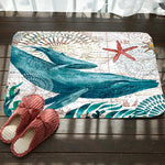 海洋系列圖案浴室馬桶防滑墊絨面吸水腳墊，46x76cm，50x80cm
