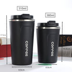 智能版雙層不鏽鋼304咖啡杯車用保溫杯旅行保溫杯，380ml白色，380ml黑色，380ml綠色，380ml藍色，380ml粉色，510ml白色，510ml黑色，510ml綠色，510ml藍色，510ml粉色