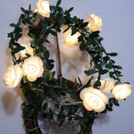 太陽模擬綠葉藤蔓玫瑰花 LED 燈串花環裝飾，3m 20 顆 LED，4.5m 30 顆 LED，5m 50 顆 LED，10m 100 顆 LED