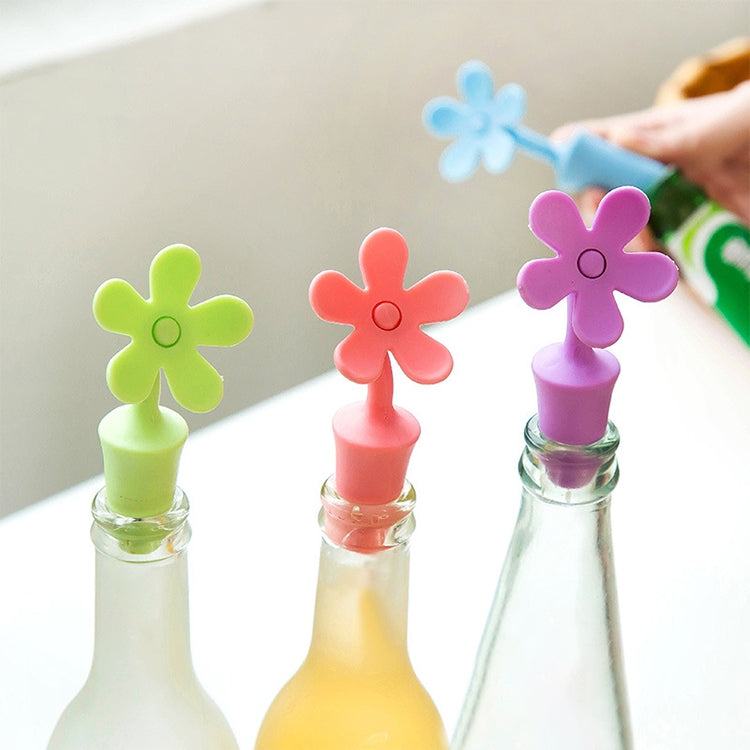 5件矽膠酒塞花形啤酒塞，5件花形（綠色），5件花形（紫色），5件花形（紅色），5件花形（藍色）