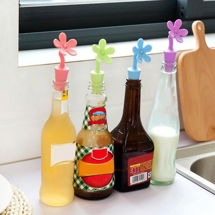 5件矽膠酒塞花形啤酒塞，5件花形（綠色），5件花形（紫色），5件花形（紅色），5件花形（藍色）