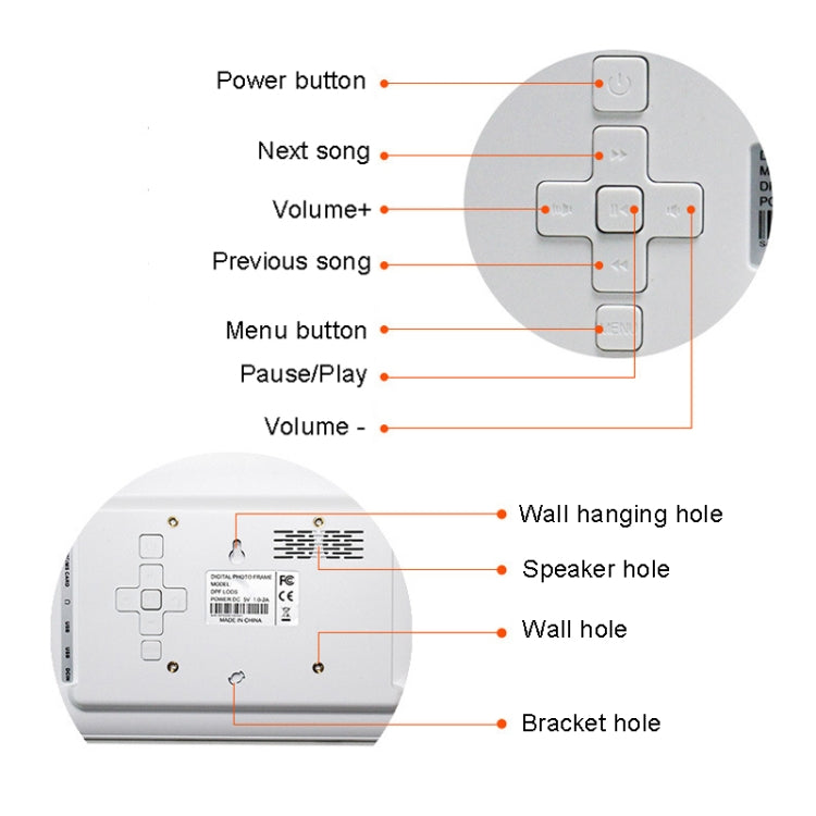 DPF-706 7 吋數位相框 LED 壁掛廣告機，美規插頭、歐規插頭、英規插頭、澳規插頭