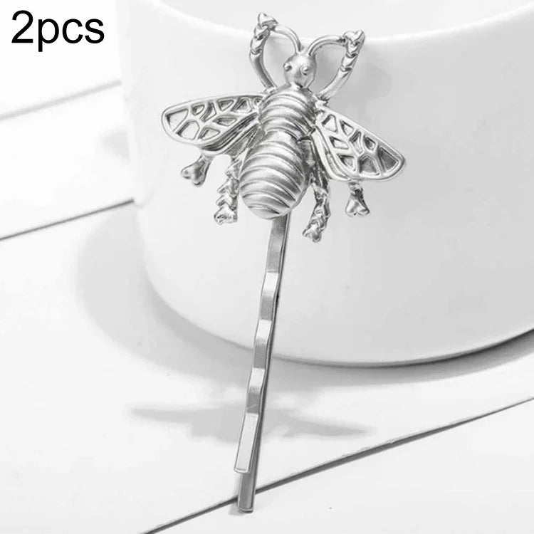 2 PCS Retro Hair Accessories Fashion Temperament Matte Bee Hair Clip