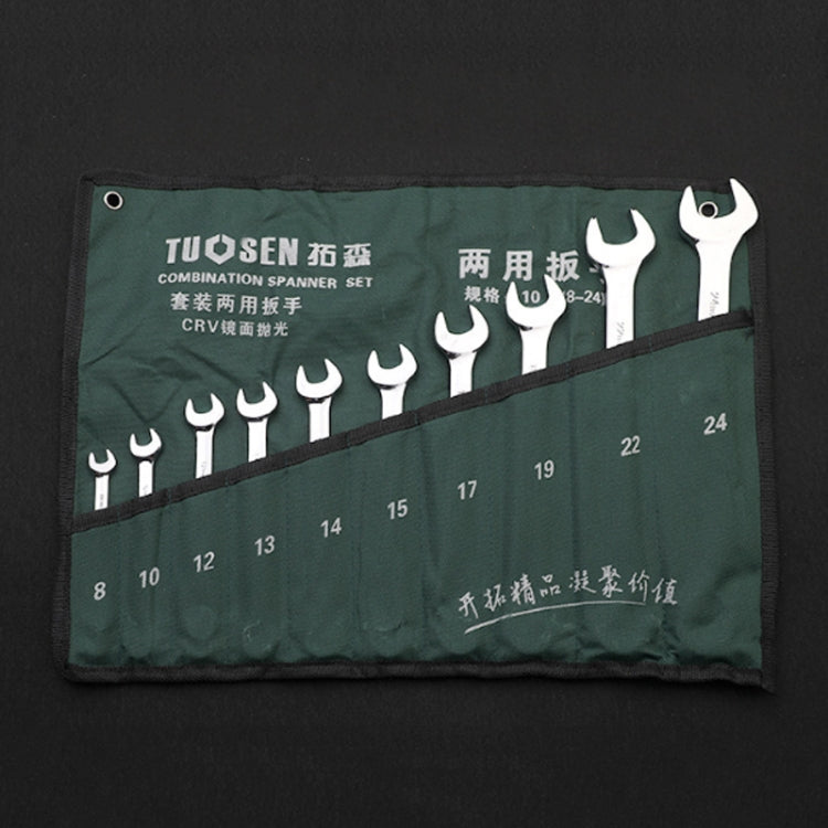 TUOSEN手動五金工具開口梅花雙用扳手套裝，10合1，12合1，14合1，15合1