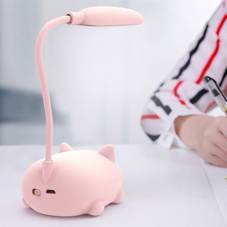 卡通貓設計LED護眼閱讀燈 USB充電桌燈，藍色、白色、綠色、粉紅色