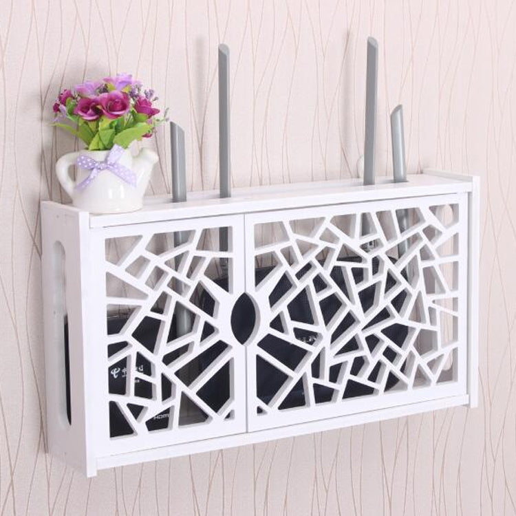 WiFi 路由器盒 PVC 壁掛架 掛板支架 收納盒，41x23x8.5cm