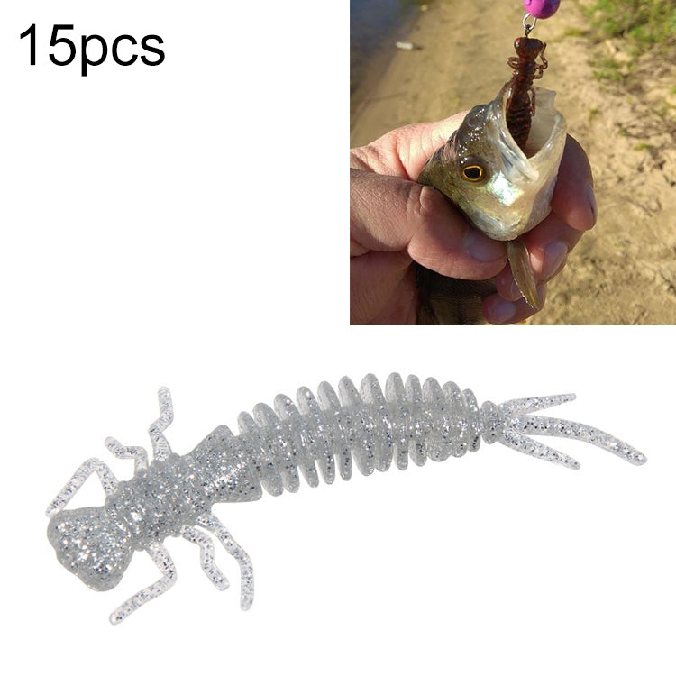 15件套8色幼蟲矽膠軟餌，55MM，75MM，100MM
