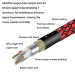 紅黑網狀 TRS 6.35mm 公頭轉卡農母頭麥克風 XLR 平衡線，長度：0.5米、1米、1.8米、3米、5米、8米、10米、12米、15米、20米、25米、30米